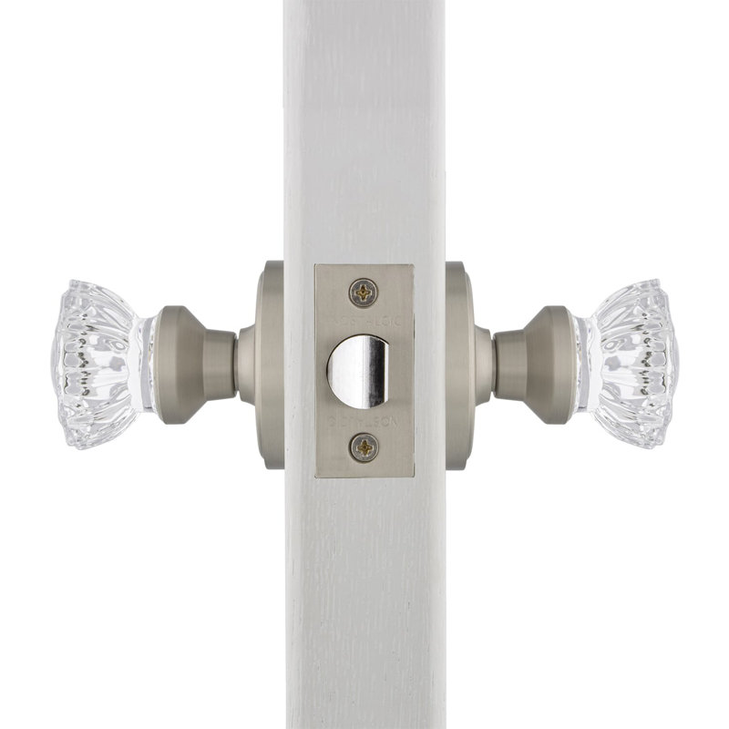 Rosette classique avec poignée de porte en cristal, Nickel satiné, 2,375 po