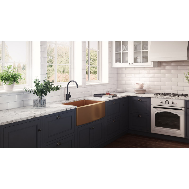 Terraza 36" L x 22" W Farmhouse Kitchen Sink, Matte Bronze