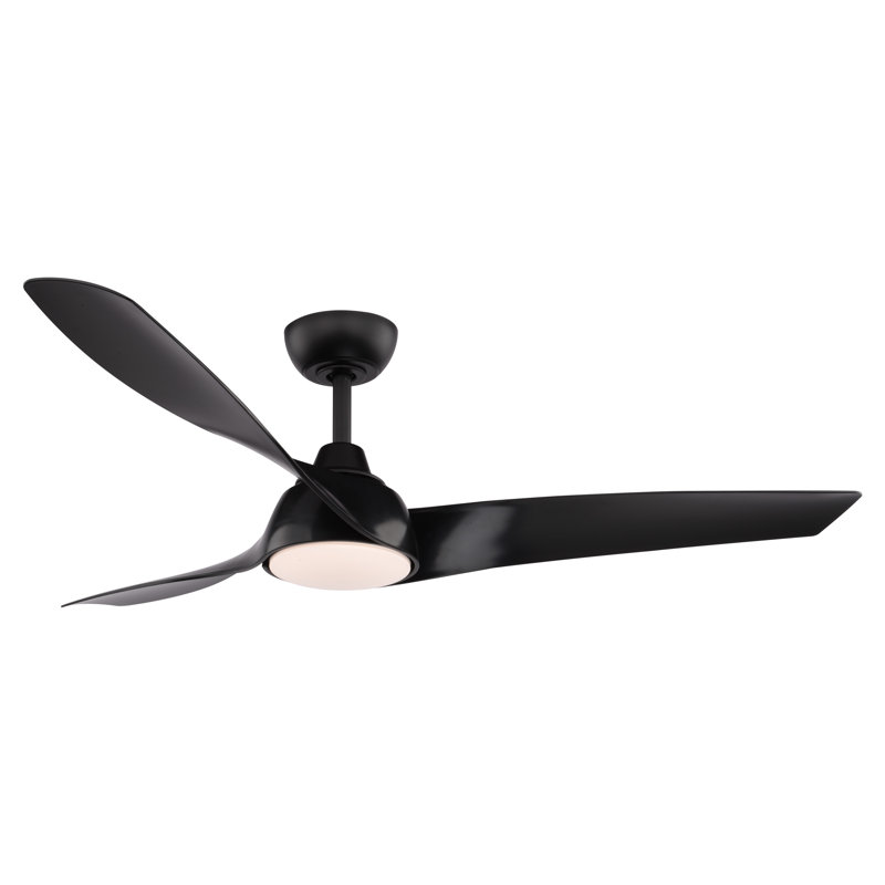  Crest Hill 56 in. Matte Black Indoor Rod Mount Contemporary Ceiling Fan with Matte Black Blades, Dimmable Integrated LED Light Kit and Remote Control Included, 6 Speed Energy Efficient DC Motor