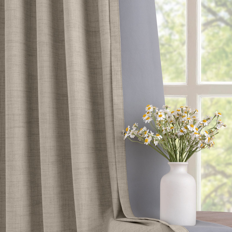 100% Blackout Curtains Polyester Faux Linen Fabric Pinch Pleated Drapes With 20 Hooks Blackout Curtains For Bedroom/Living Room ( 2 Panels Set)
