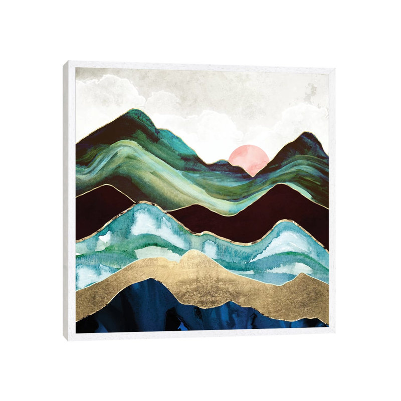 Velvet Mountains - Print on Canvas, 45.72 cm H x 45.72 cm W, White Framed
