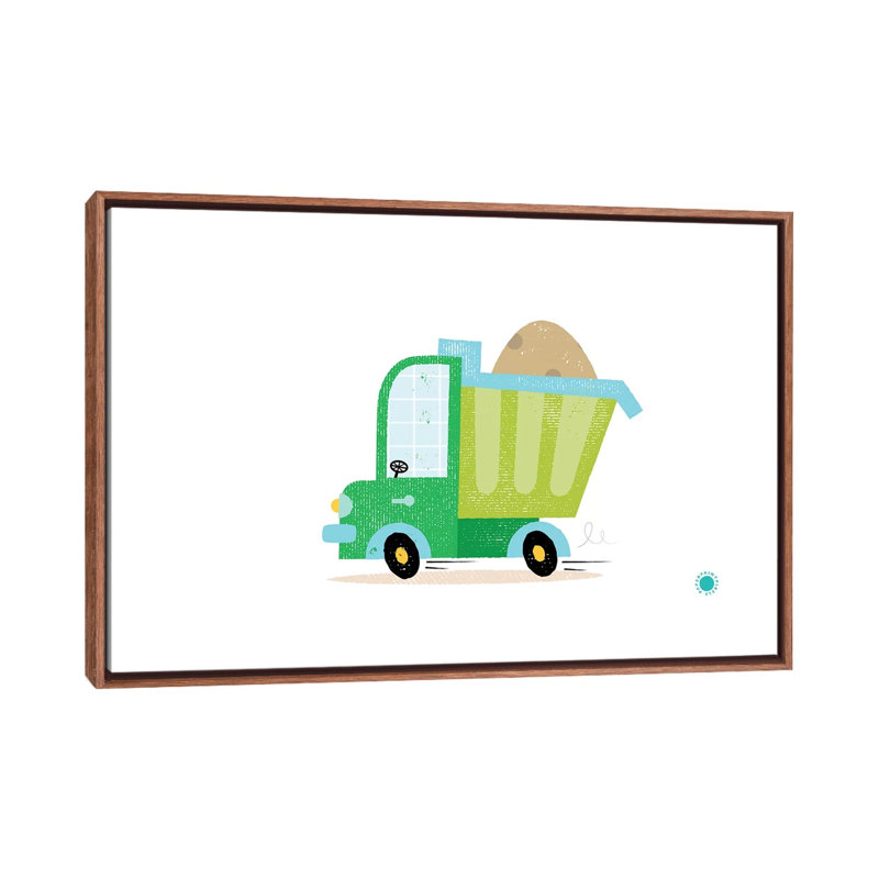 Dumper Truck - impression d'art graphique, H 40 po x l 60 po x 1,5 po, Toile avec cadre brun, Pas de tapis