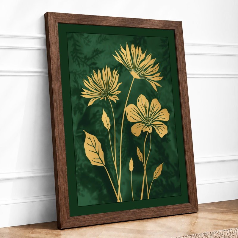 Golden Study Botanical - Framed Print, Walnut, A3 - 42.0 x 29.7 cm