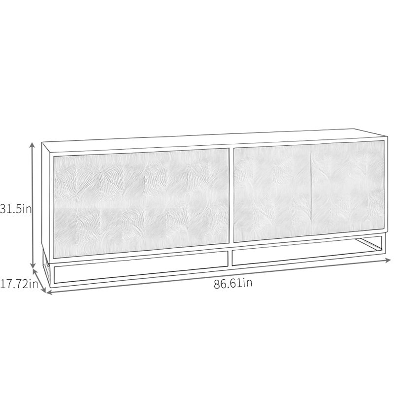 Buffet Classical Furniture, H 31,5 po x l 86,61 po x P 17,72 po 