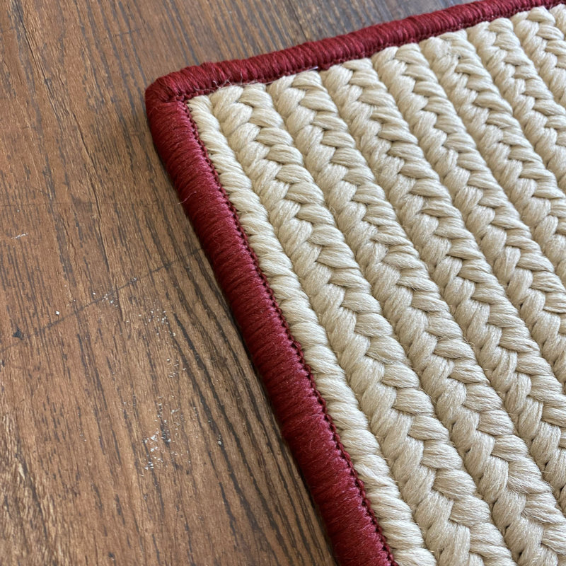 Tapis beige/rouge tressé Nantucket, Carré 11 pi