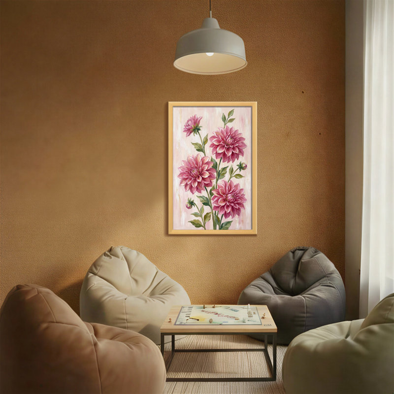 Plantes et fleurs fleurs roses sur fond clair, H 24 po x l 16 po