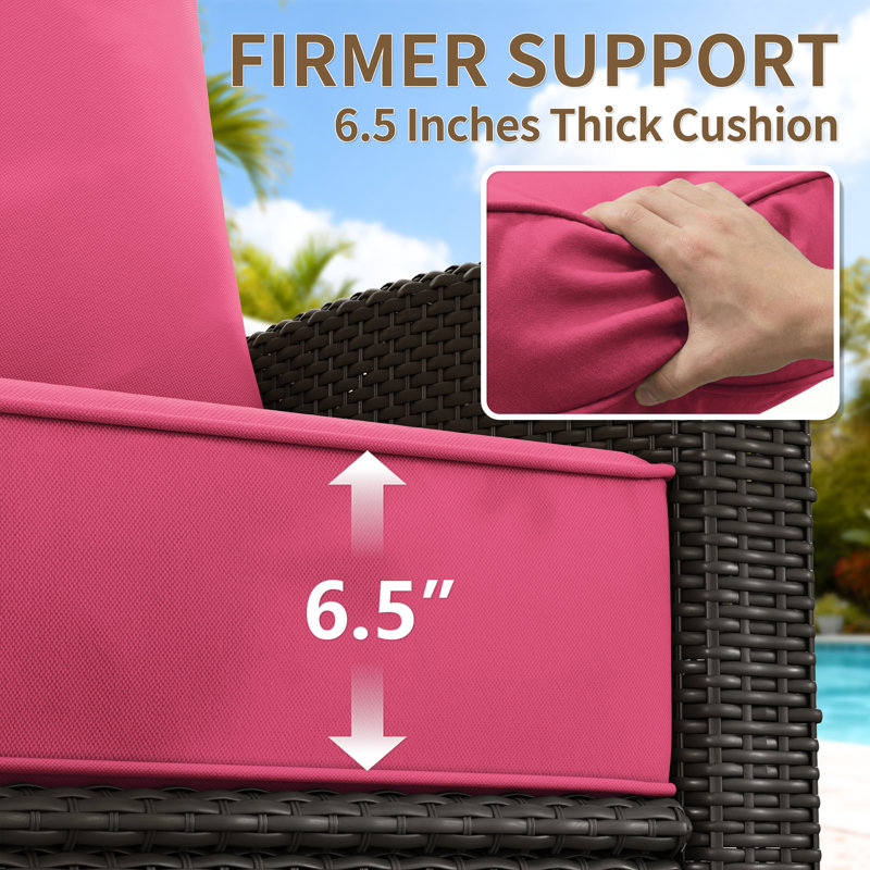 Outdoor 6.5" Thick Deep Seating Cushion Set Water-Resistant & Fade-Resistant Patio Chair Cushions, Pink
