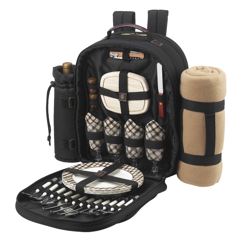 Insulated Picnic Backpack, Service for 4