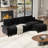 123'' Cloud Modular Couch Sofa, Oversized 3 Seat Comfy Sofa For Living Room, Sectional Couches With Ottoman, Detachable Seat Cushion & Backrest Cover, Corduroy Fabric Black-1688226184