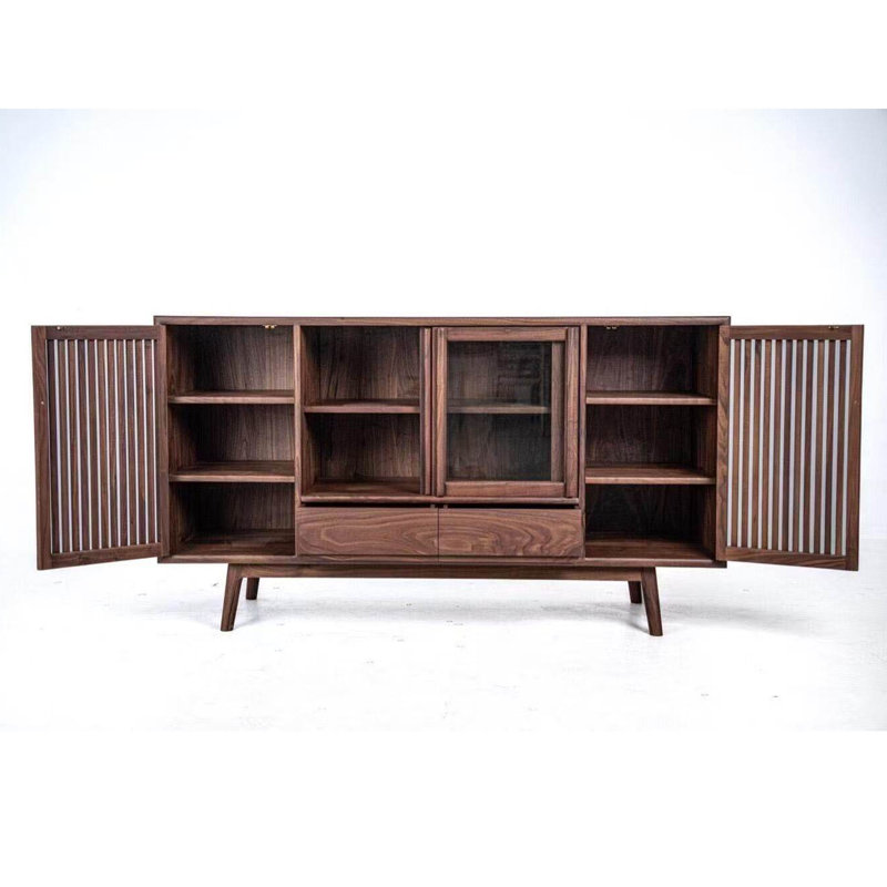 Buffet simple en noyer noir, H 35,43 po x l 62,99 po x P 19,68 po