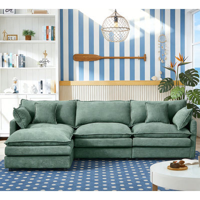 3-Seater Comfy Cloud Couches With Movable Ottoman