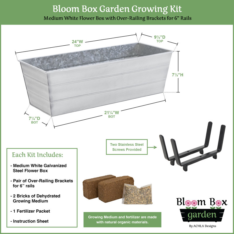 Metal Railing Planter, Cape Cod White