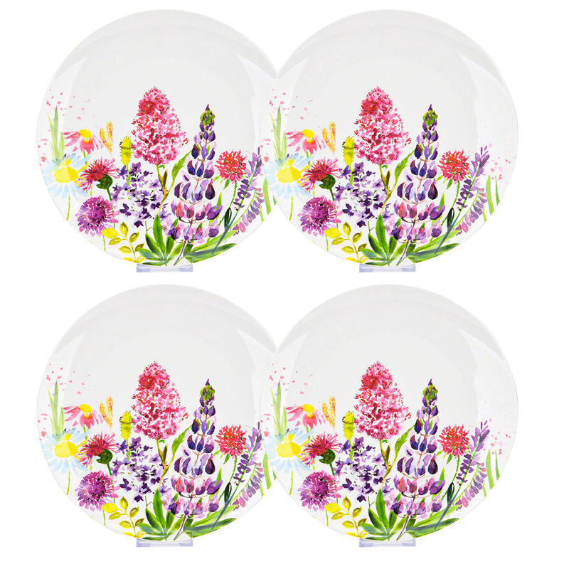 Assiette plate en porcelaine de Chine Summer Aquarelle