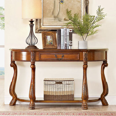 Console demi-cercle châtaignier massif et bois manufacturé