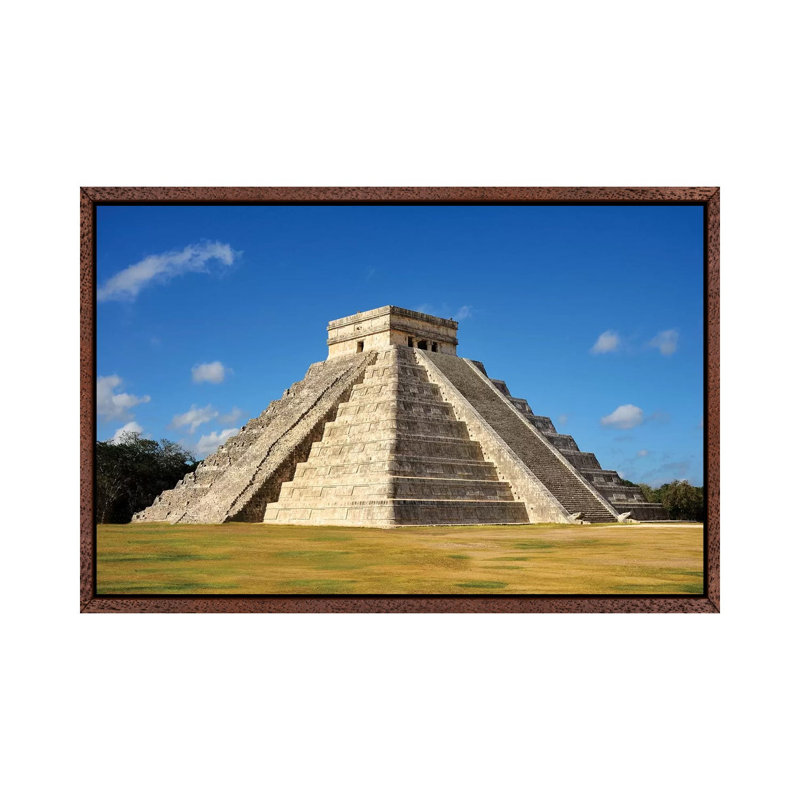 El Castillo, Mayan Ruin, Chichen Itza II 1 Piece Floater Frame Wall Art on Canvas, 66.04 cm H x 101.6 cm W, Brown