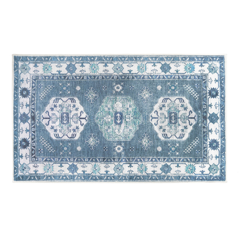 Tapis Shary Blue avec envers antidérapant, Rectangulaire 3 pi x 5 pi