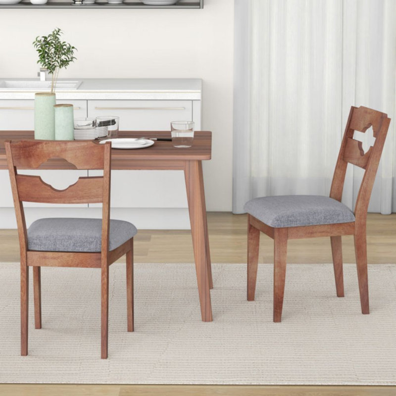 Ensemble de 2 chaises de salle à manger rembourrées en tissu avec siège rembourré et dossier haut