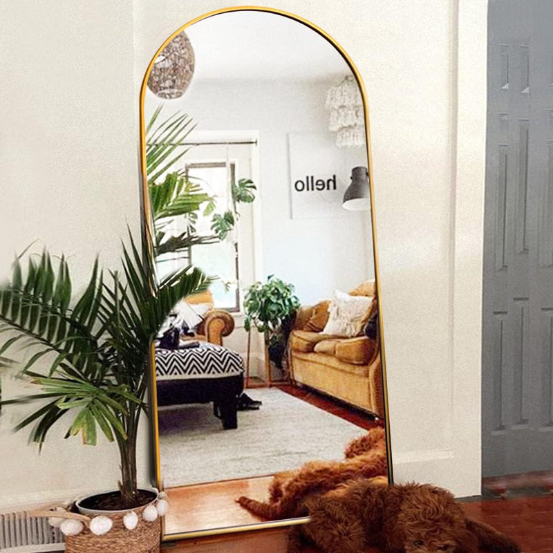 Devendri Arched Full Length Mirror, Gold, 64.17" x 21.26"