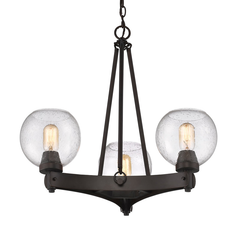 Saltash 3 - Light Steel Dimmable Round Chandelier
