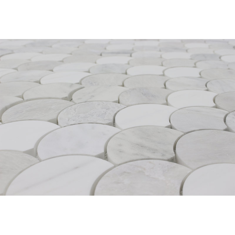 MOSAIQUE EN ÉVALEUR POLI, Ivoire / gris / blanc cassé