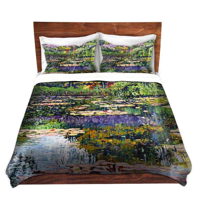 Ensemble de housse de couette giverny réflexions, 1 housse de couette grand + 2 taies standards