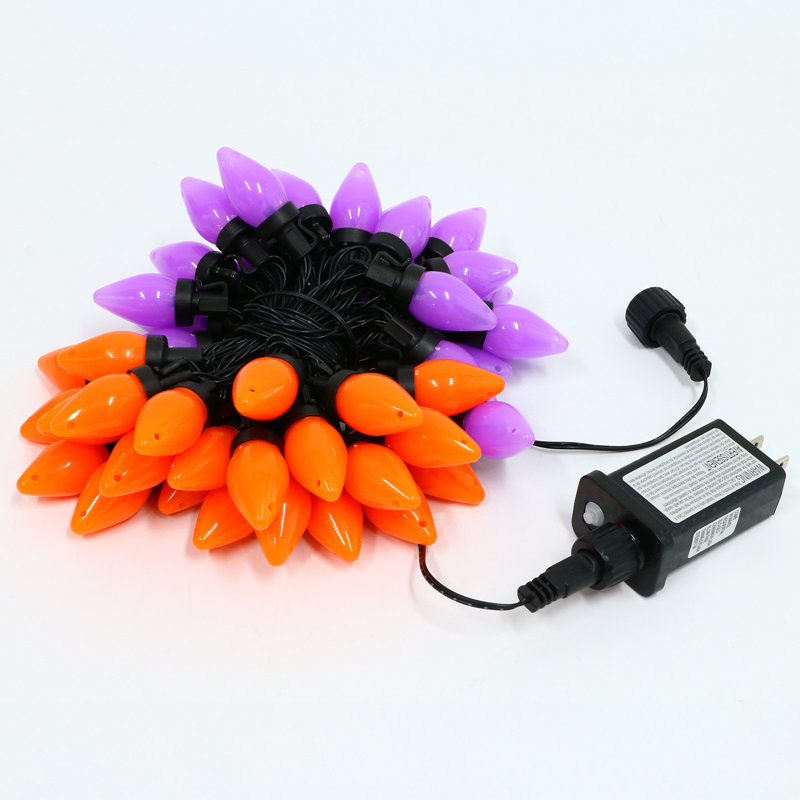 Guirlande C7 Halloween - 50 ampoules DEL, orange et mauve, H 2,17 po x l 380 po x P 1,3 po