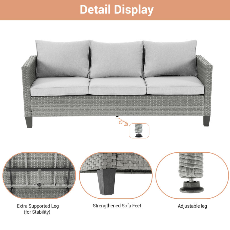Beatha 7 - Person Patio Conversation Set with Cushions, Linen Gray