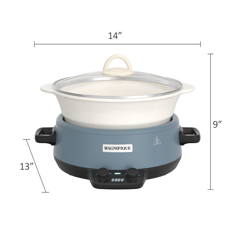 Homecookin 5 Qt. Round Slow Cooker with Stone Ware Insert, Blue