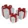 3 Piece Silver Tinsel Lighted Gift Boxes with Red Bows Outdoor Christmas Decorations Set