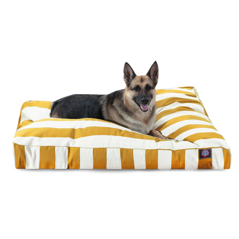 Large Yellow and White Striped Polyester Dog Bed