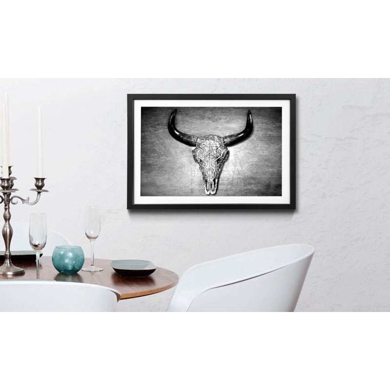 Black White Head - Single Picture Frame Print, 40cm H x 60cm W