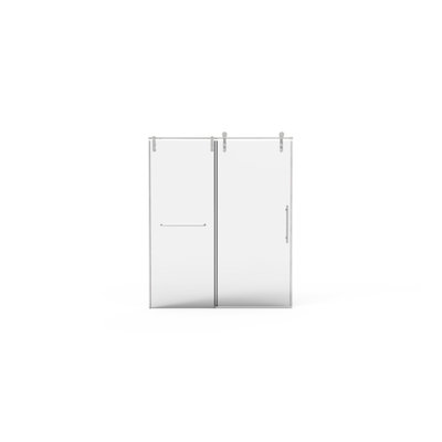 56"-60"W X 76"H Frameless Shower Door, Sliding Shower Door, Premium 5/16"(8Mm) Thick Tempered Glass Shower Enclosure With Towel Bar ,Double Side Easy Clean Coat Finished With Buffer
