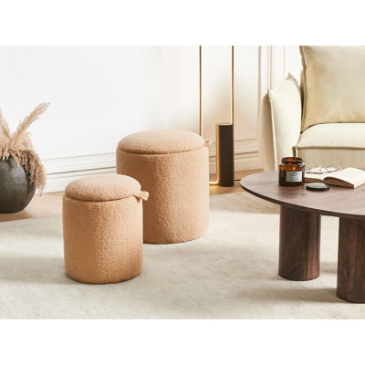 MARYLAND 40cm Wide Oval Solid Colour Pouffe Ottoman with Storage