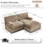 Luxuriously L-Shaped Velvet Comfy Sectional Sofa With Ottoman,2-Seater Chesterfield Sofa With Tufted Design And Tassel Fringe Skirt-593338736