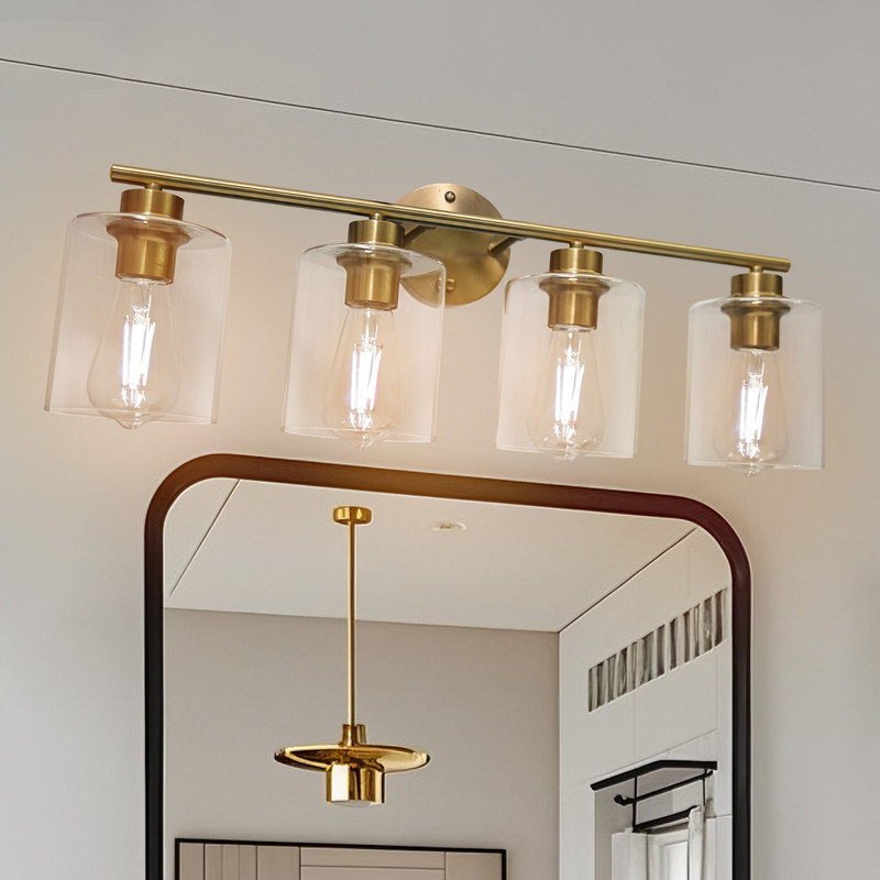 Lightwheel 4-lights Modern Golden Indoor Wall Sconces Bathroom Vanity Light Wall Sconces for Living Room Bedrooms Hallway Staircases Included Bulb