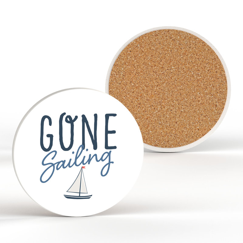 Beach Gone Sailing Ceramic Coaster