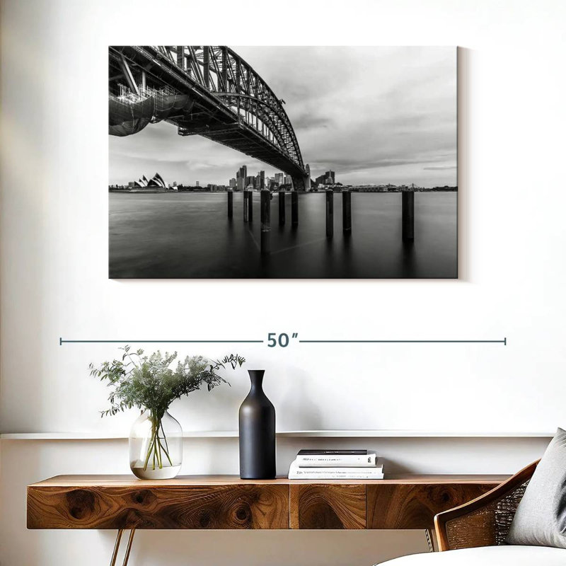 Kavia Cloudy Harbour Bridge, 26" H x 39" W