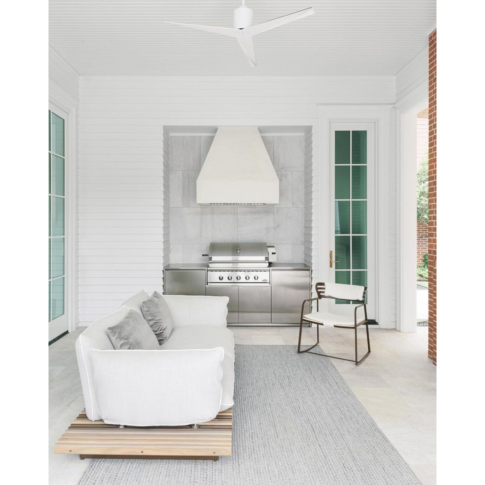 56'' 3 Blade Ceiling Fan, Gloss White, Brushed Nickel