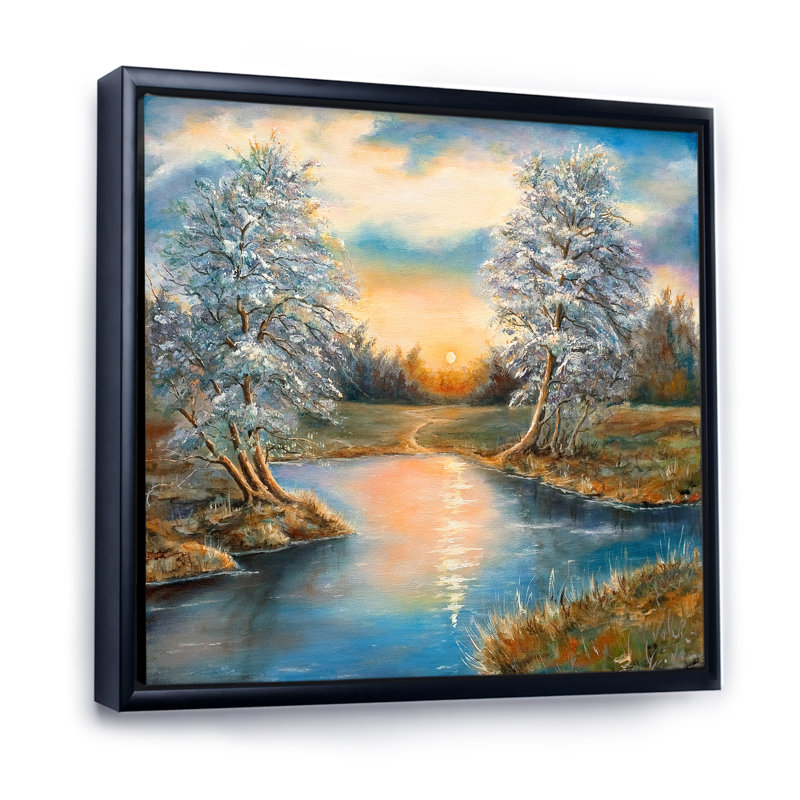 Birches in the Autumn Woods - Peinture sur toile, H 30 po x l 30 po x P 1 po, Cadre flottant noir