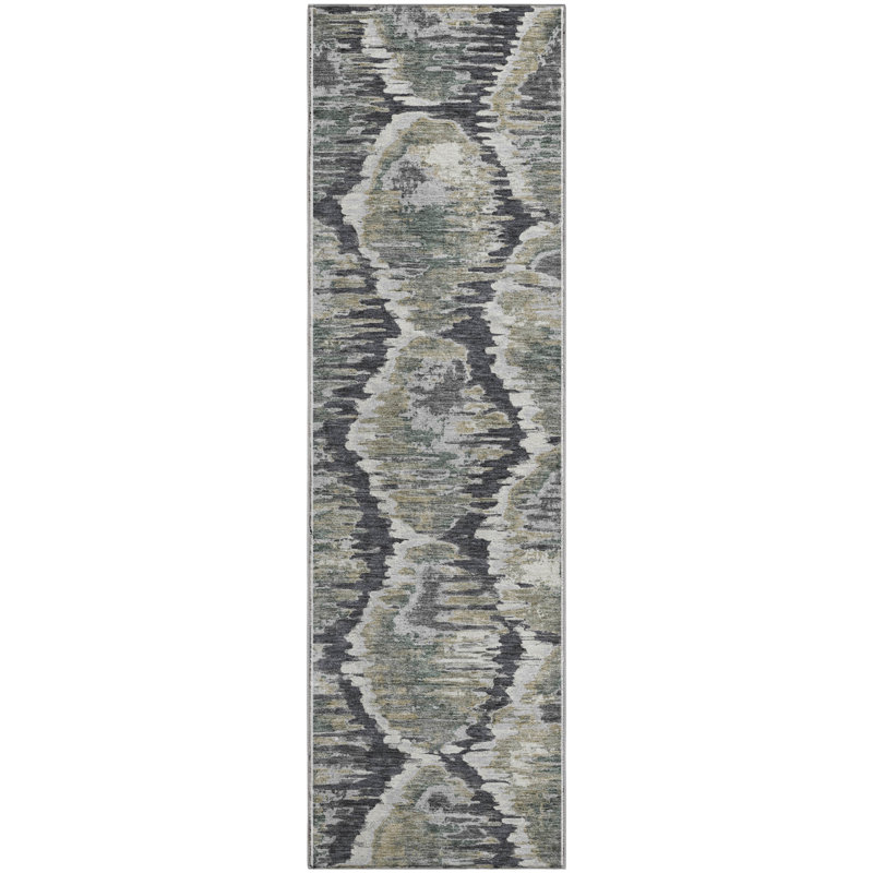 Premium Machine Washable Prisco Charcoal Rug, Runner 2'3" x 7'6"