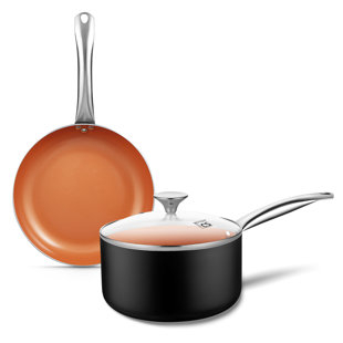 KOCH SYSTEME CS Nonstick Saucepan Set with Lid - 1.5 Quart & 3 Quart Stone  Derived Coating Sauce Pan with Pour Spouts, Milk Pan & Pot with Bakelite