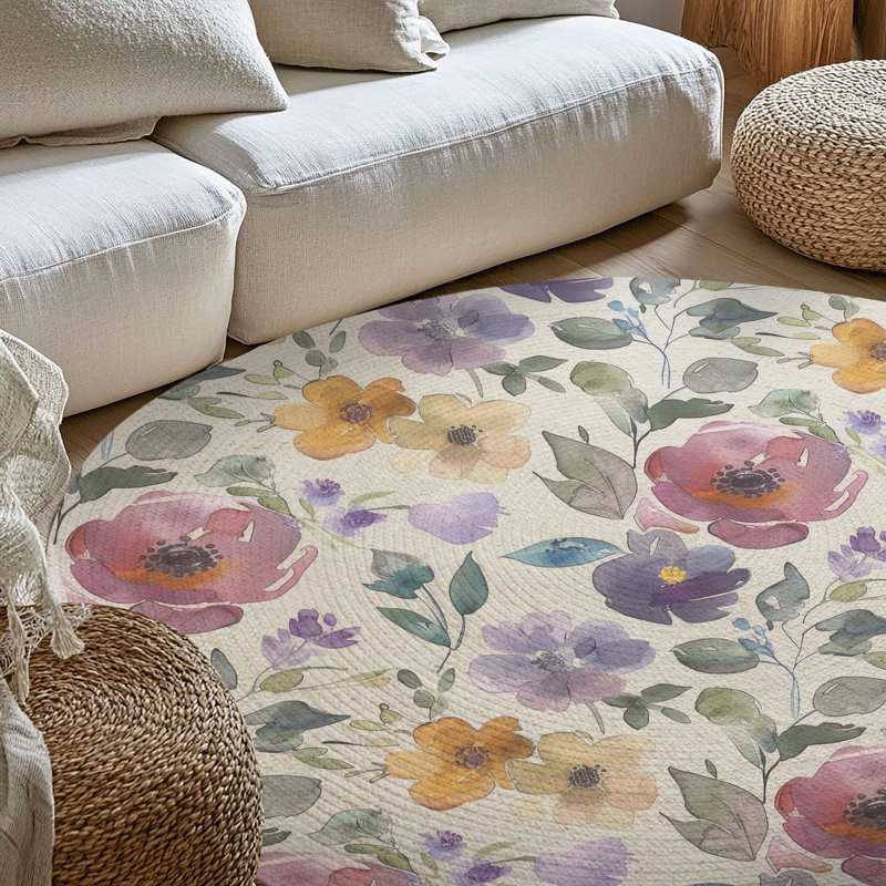 Tapis tressé Blossom Burst, Rond 5 pi