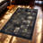 Beige Detailed Black Cowhide Patchwork Rugs