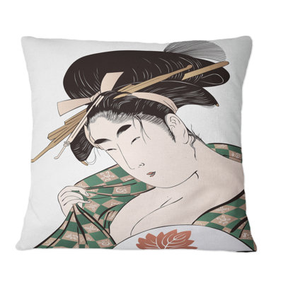 Coussin japonais à motif japonais Mid-Century Ukiyo-E