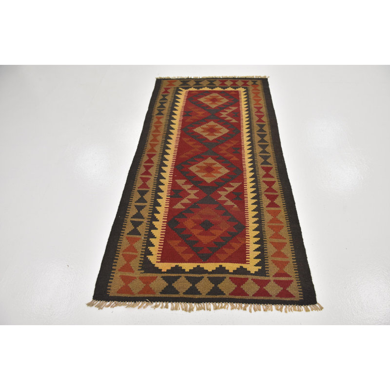 Tapis de zone en laine 3 pi 2 po x 6 pi 4 po one-of-kind à la main noué la Lorain