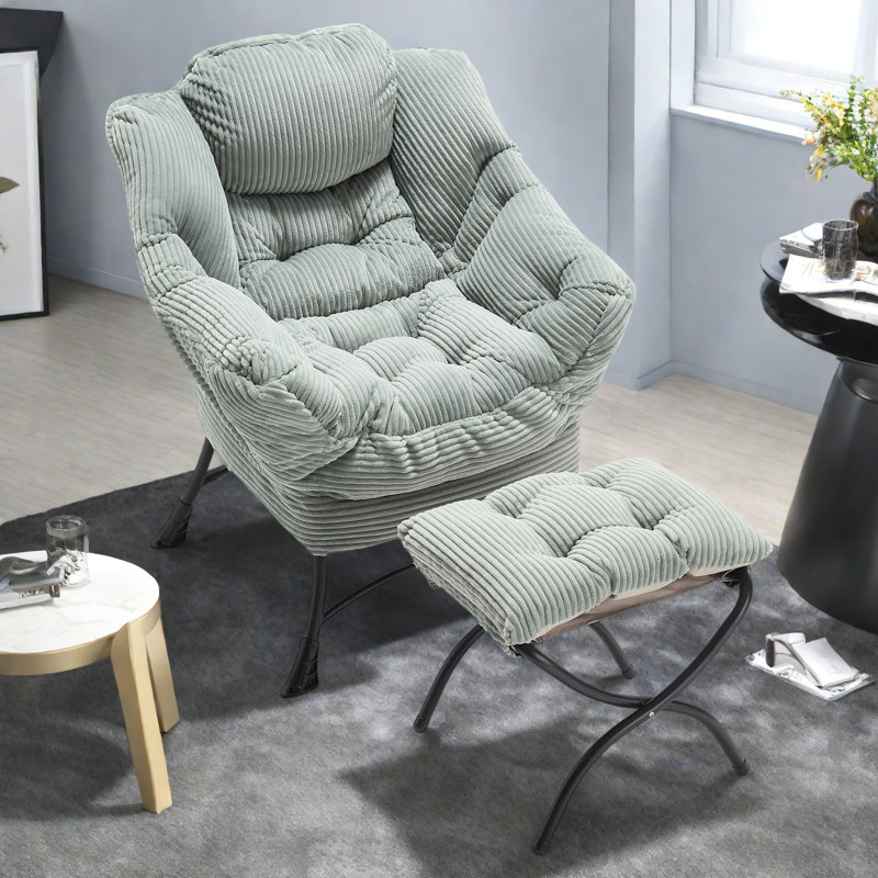 Fauteuil Lazy avec repose-pieds, fauteuil d'appoint moderne, Gris clair