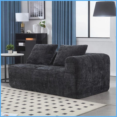 Causeuse moderne en chenille minimaliste - tissu infroissable, rebond rapide, pour le salon