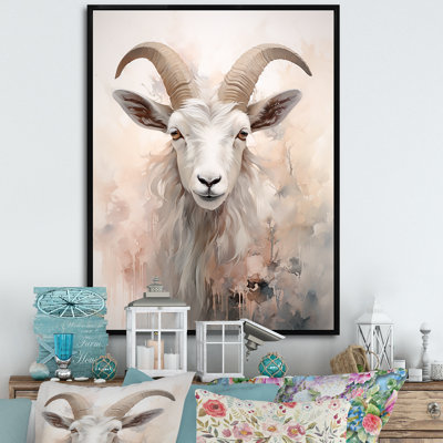 Mignon chèvre beige floral - reproduction sur toile