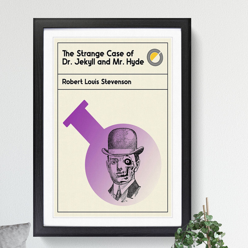 Book Cover the Strange Case of Dr. Jekyll and Mr Hyde - Picture Frame Graphic Art, 90cm H x 65cm W x 2cm D, Black