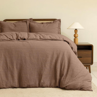 Dreamology Waffle Weave Duvet Cover, Queen Duvet Covers,100% Cotton Waffle Duvet Covers with Zipper Closure, Soft Luxury Textured & Breathable, 2 Pillow shams, 1 Duvet Cover (Brown, Queen)